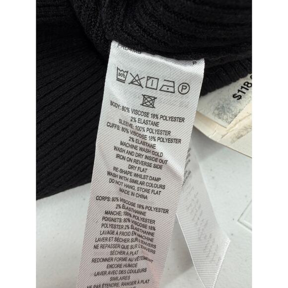 NWT French Connection Krista Organza-Sleeve Mock Neck Black Dress Size XS - Picture 3 of 11